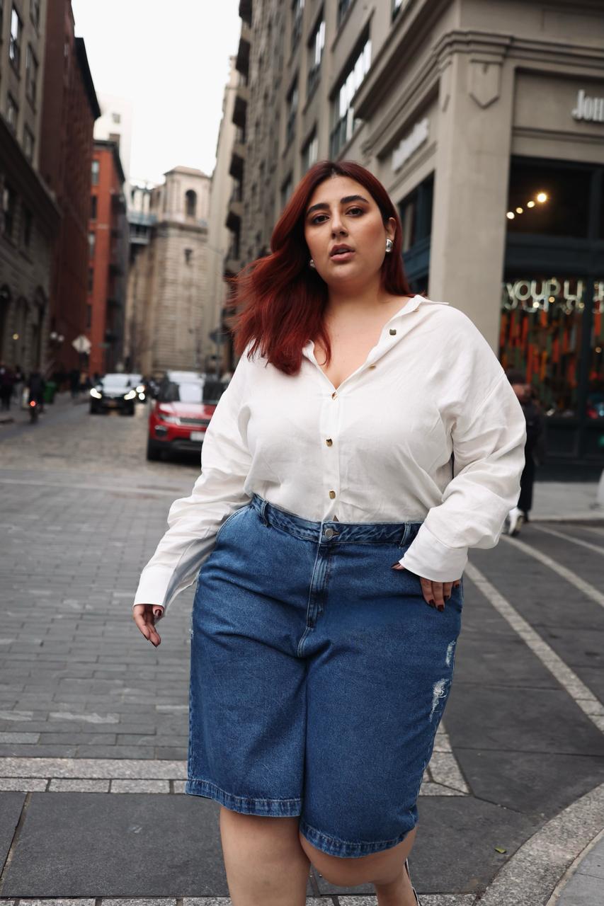 bermuda jeans feminina ciclista