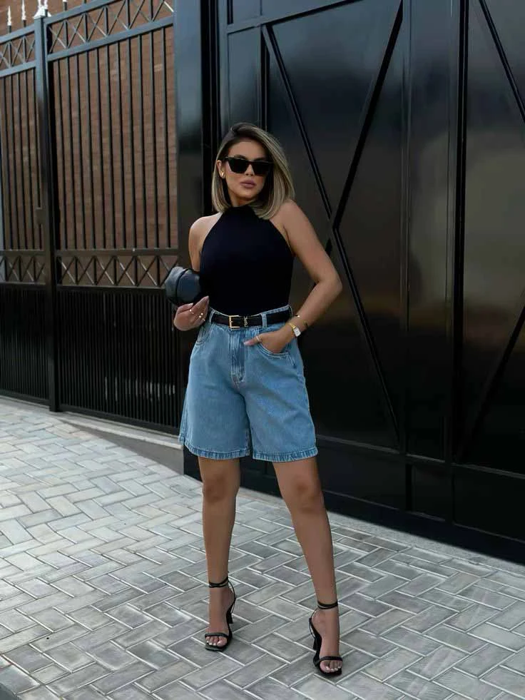 bermuda jeans feminina branca