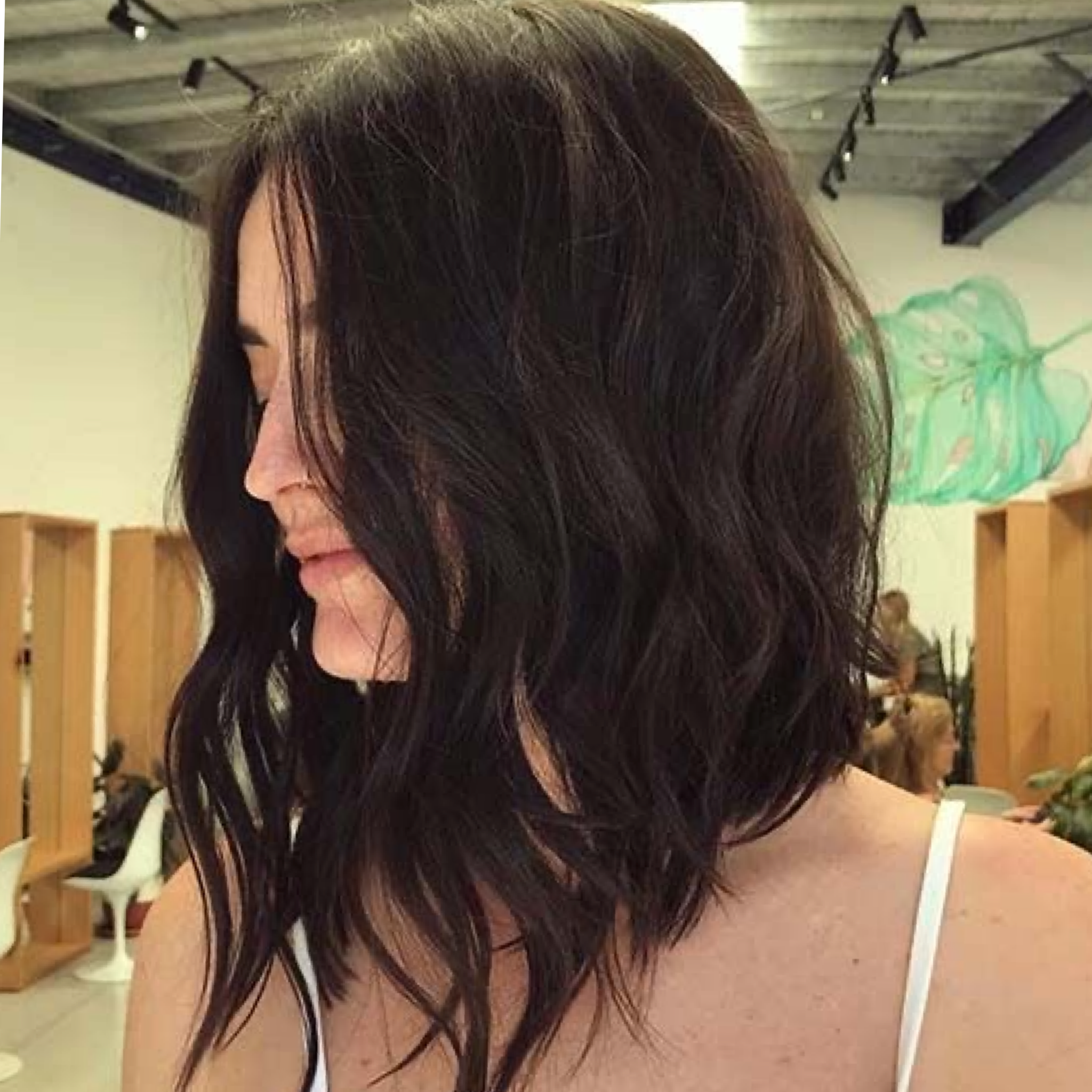 long bob com franja cortina