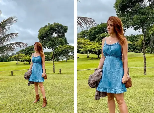 vestido com bota de cano curto
