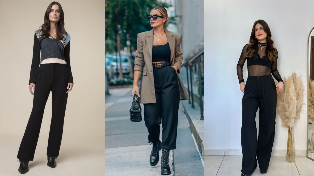 calça alfaiataria com bota feminina