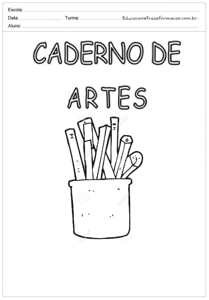 capa para caderno de artes