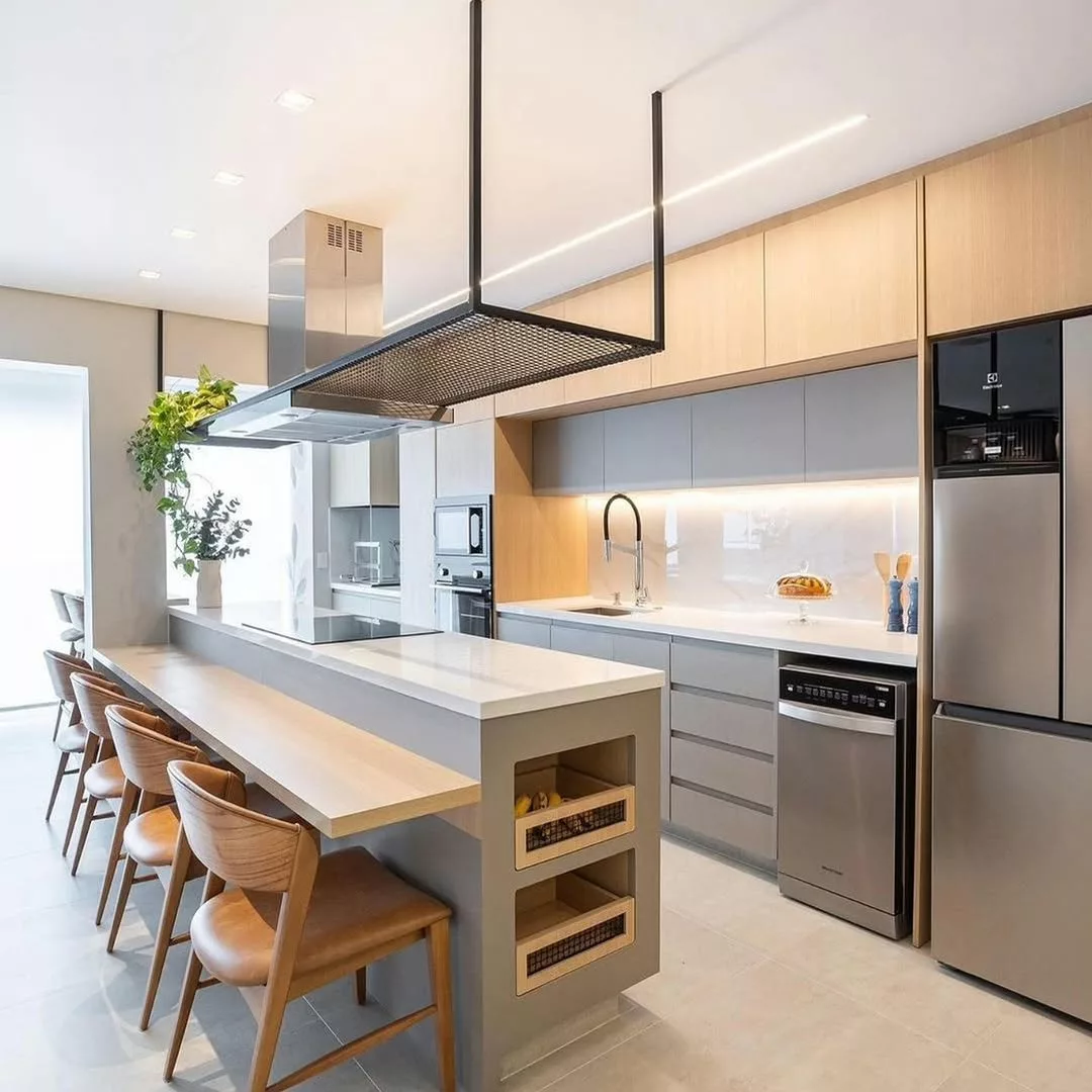cozinha integrada com sala de jantar