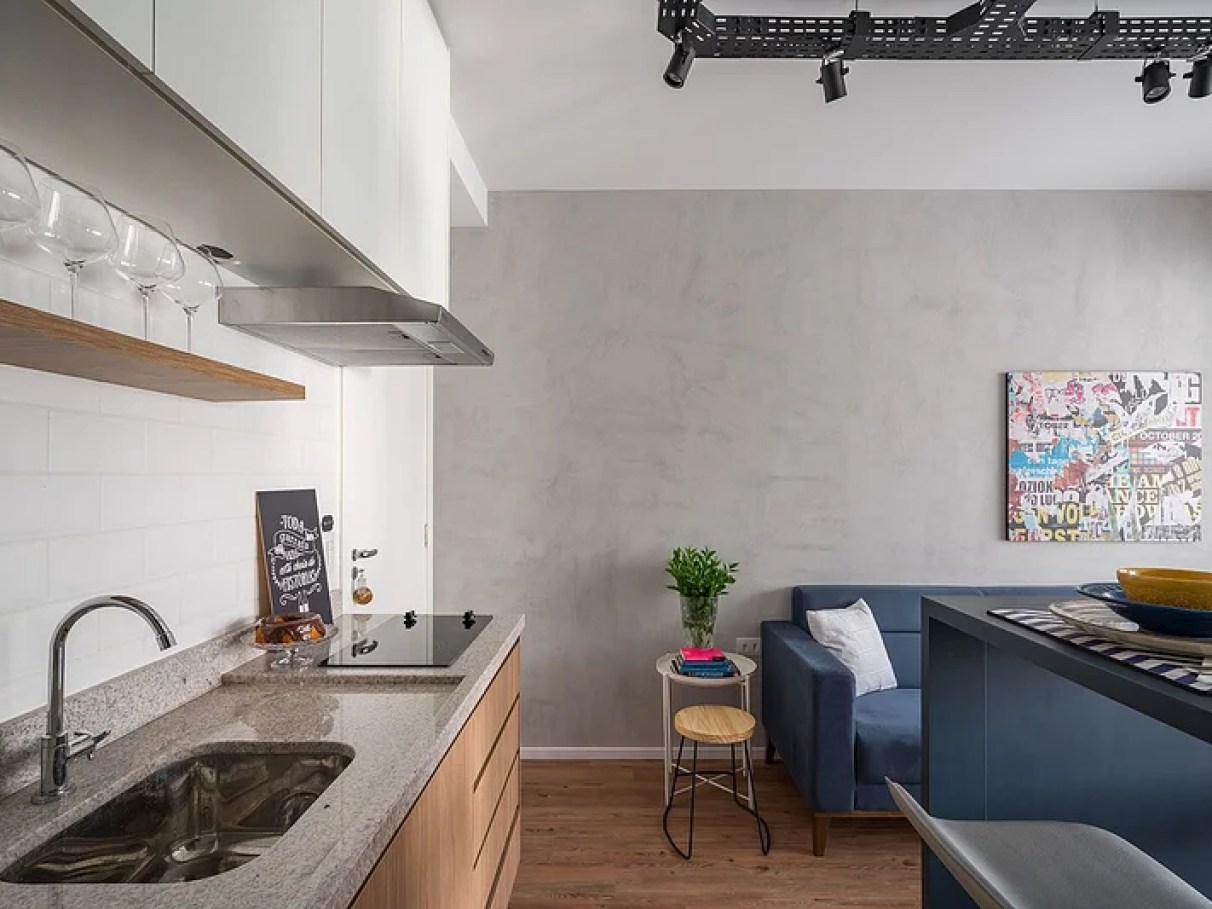 apartamento pequeno sala e cozinha integrada