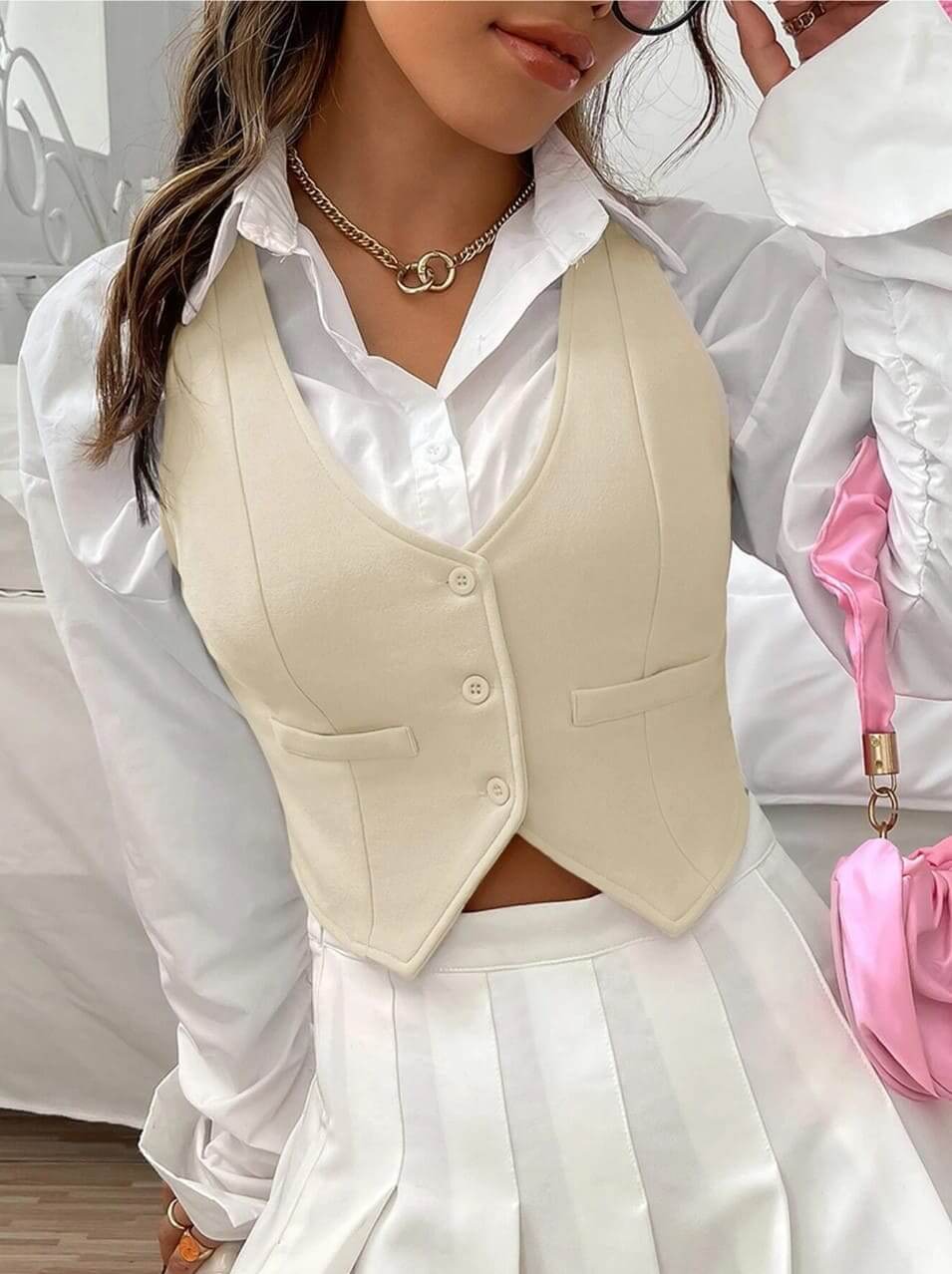 colete de alfaiataria como blusa