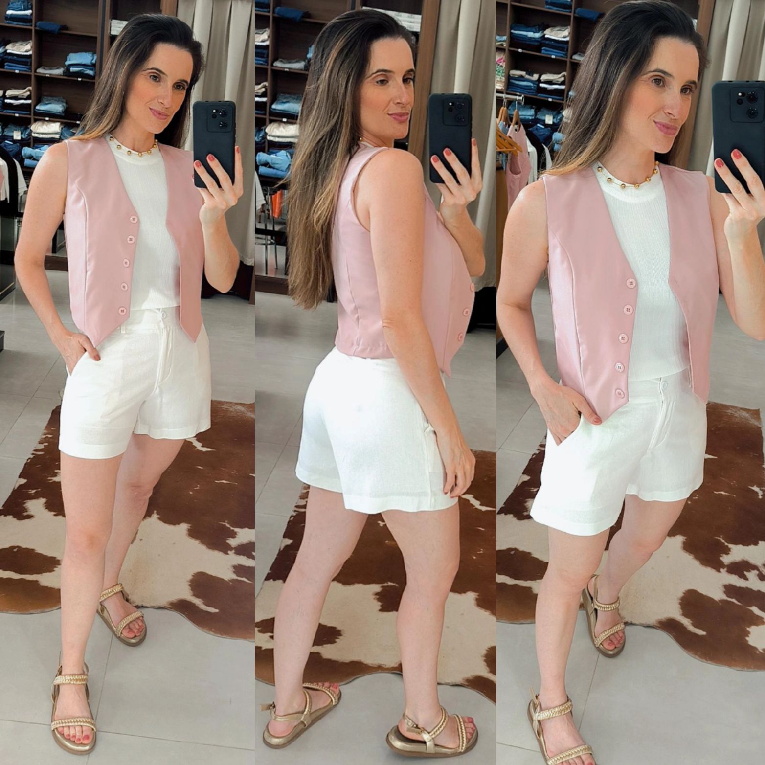 colete curto com calça pantalona