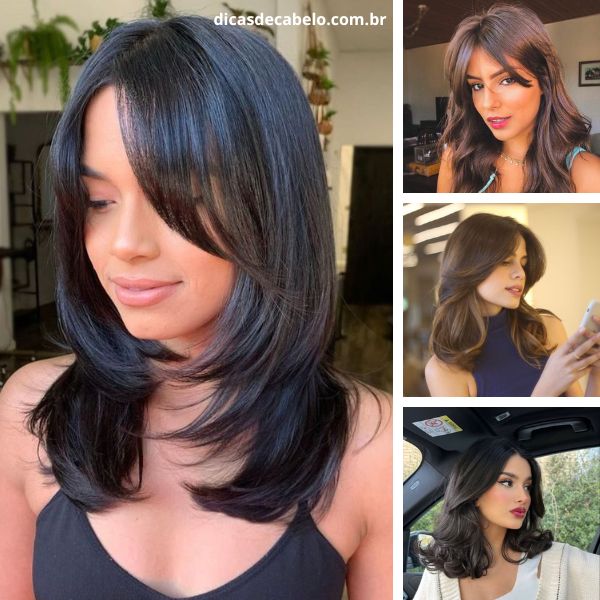 corte de cabelo com franja longa
