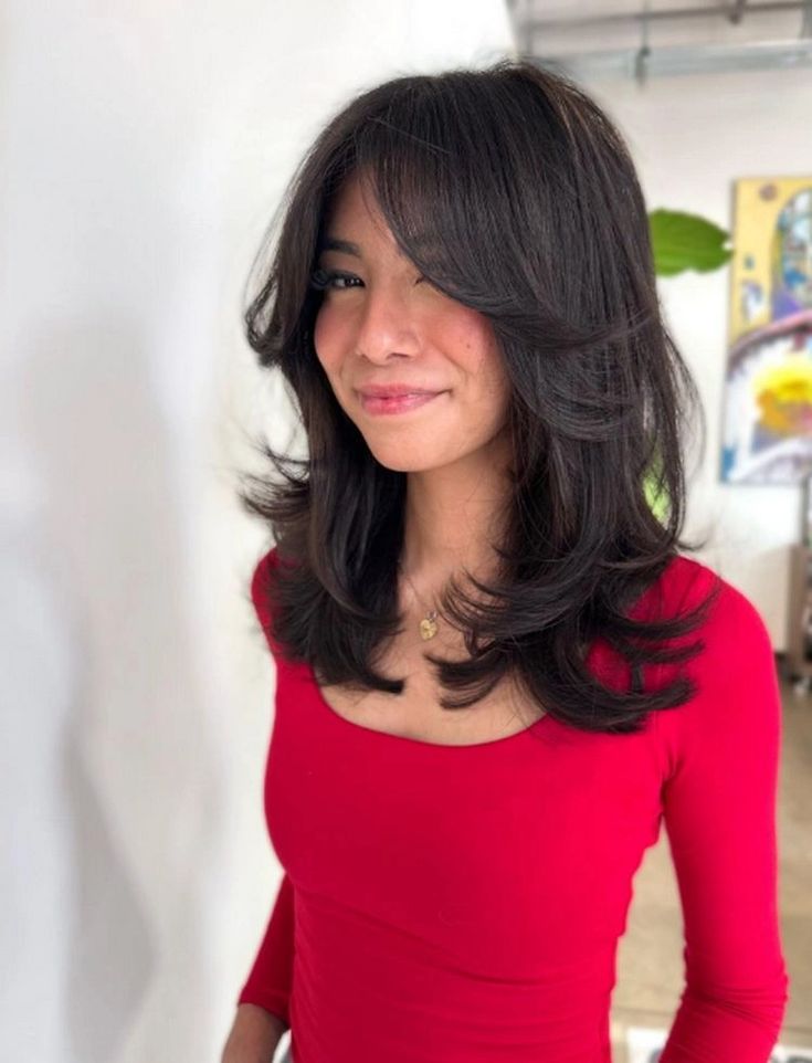 corte médio com franja desfiada