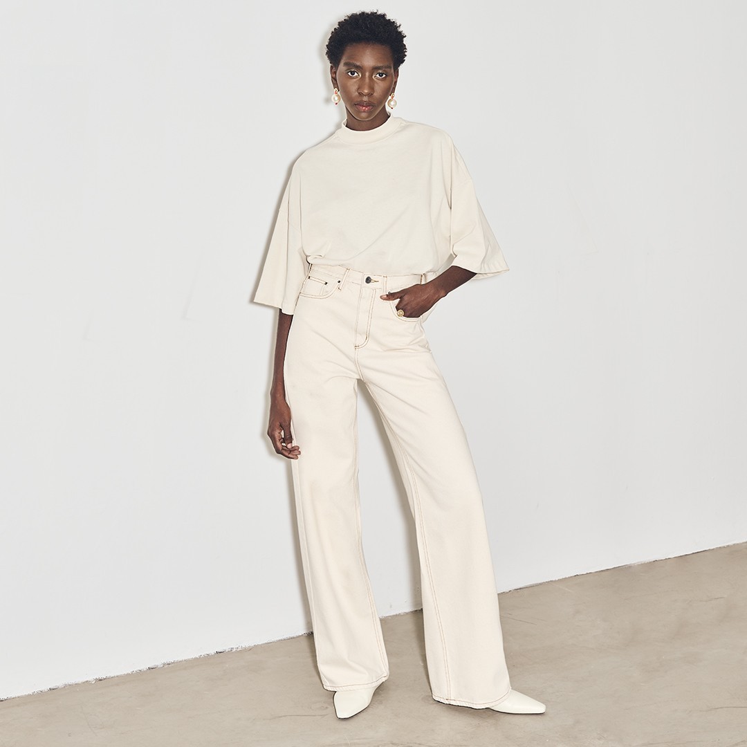 como usar calça wide leg bege