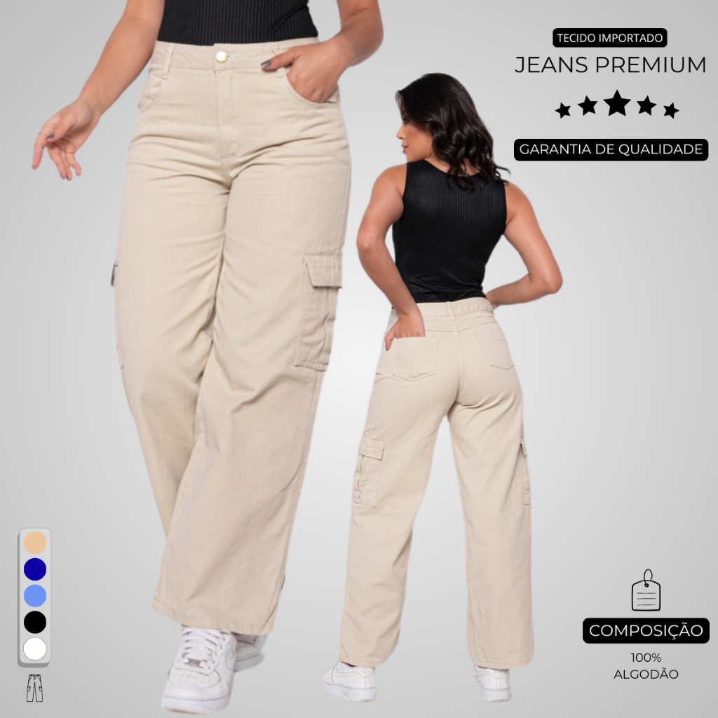 calça bege wide leg combinações