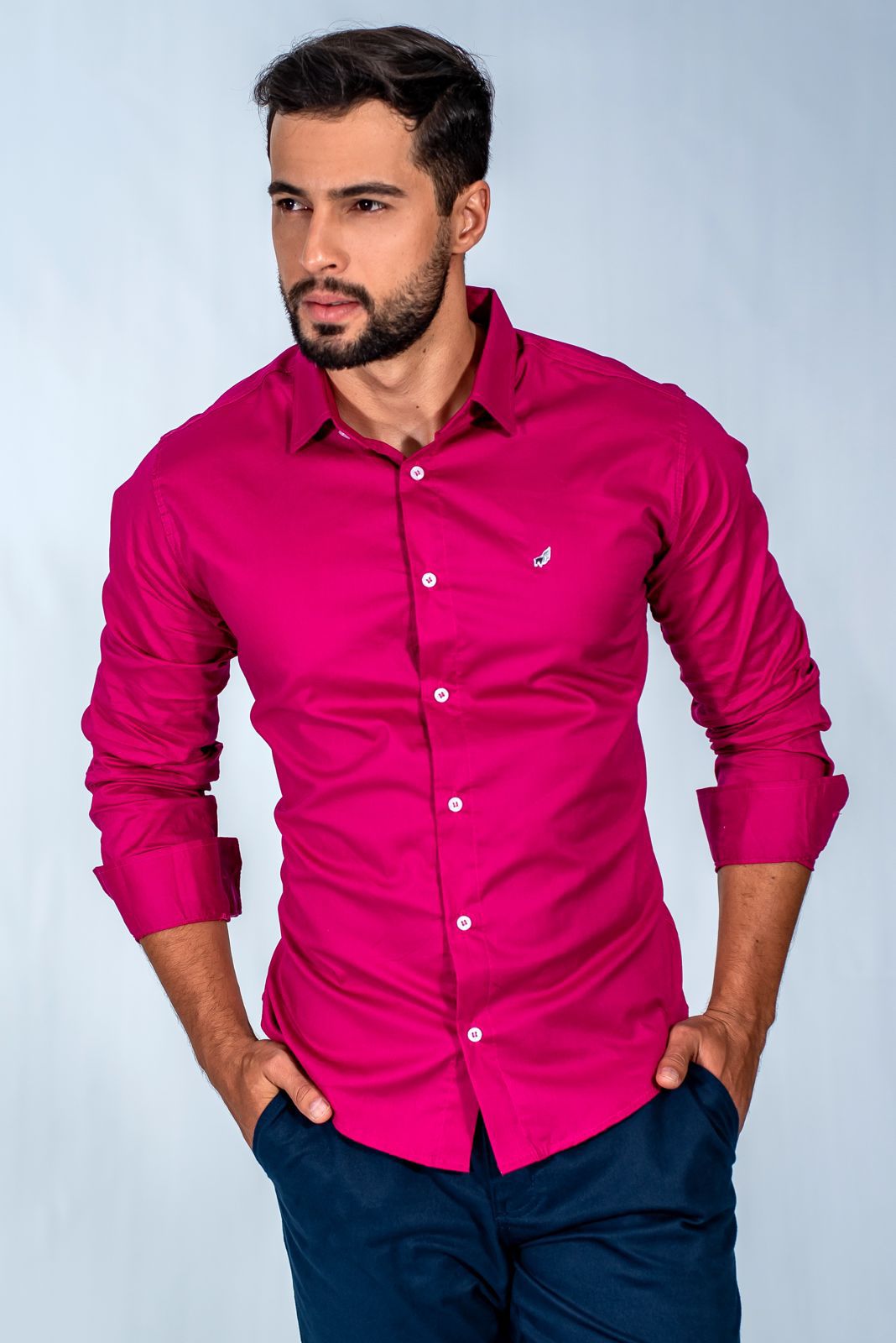camisa rosa casual masculina