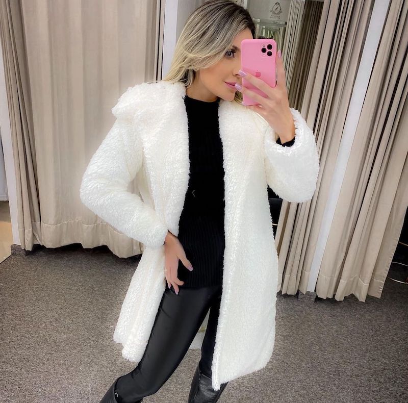 casaco teddy oversized
