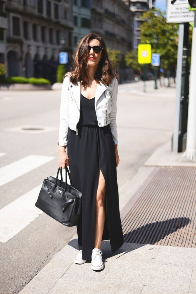 all star preto cano alto com vestido