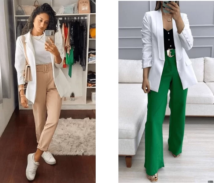 blazer branco com tênis casual