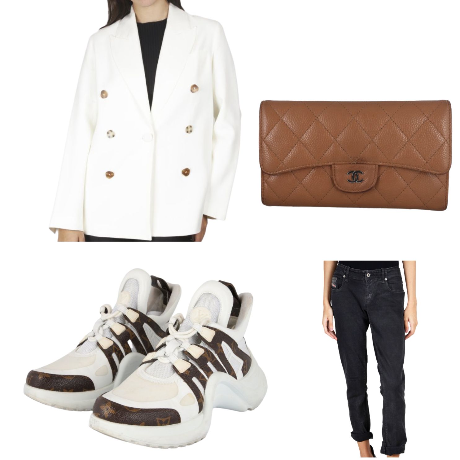 outfits com blazer branco e tênis