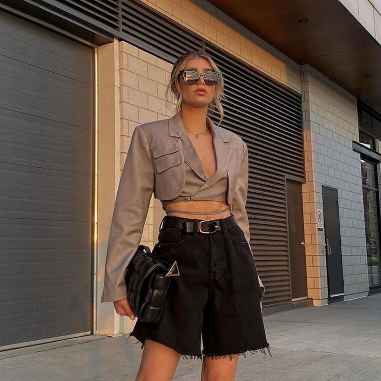 look blazer nude com jeans