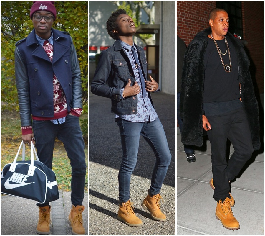 estilo rugged bota amarela