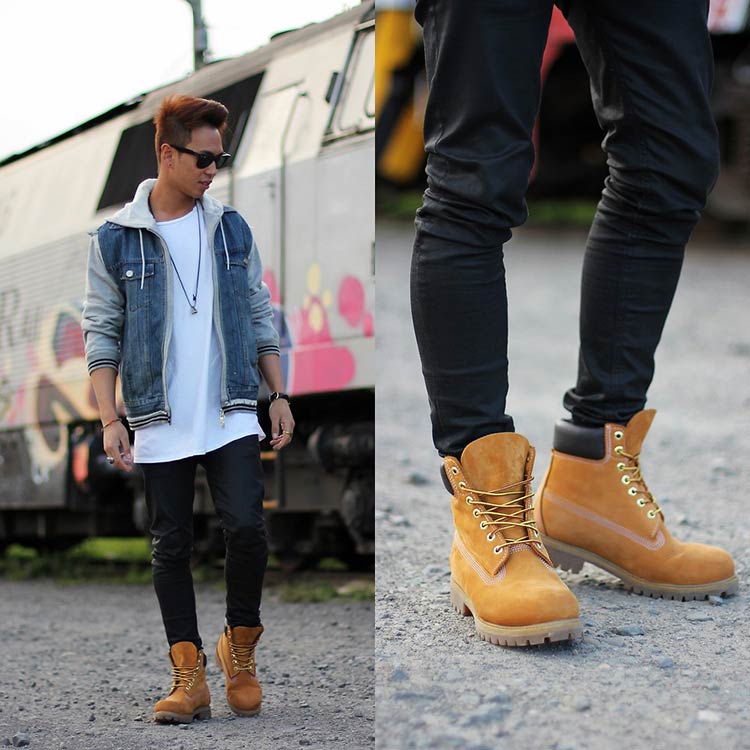 moda masculina bota amarela