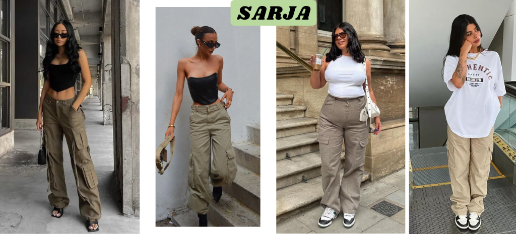 calça cargo alfaiataria com salto