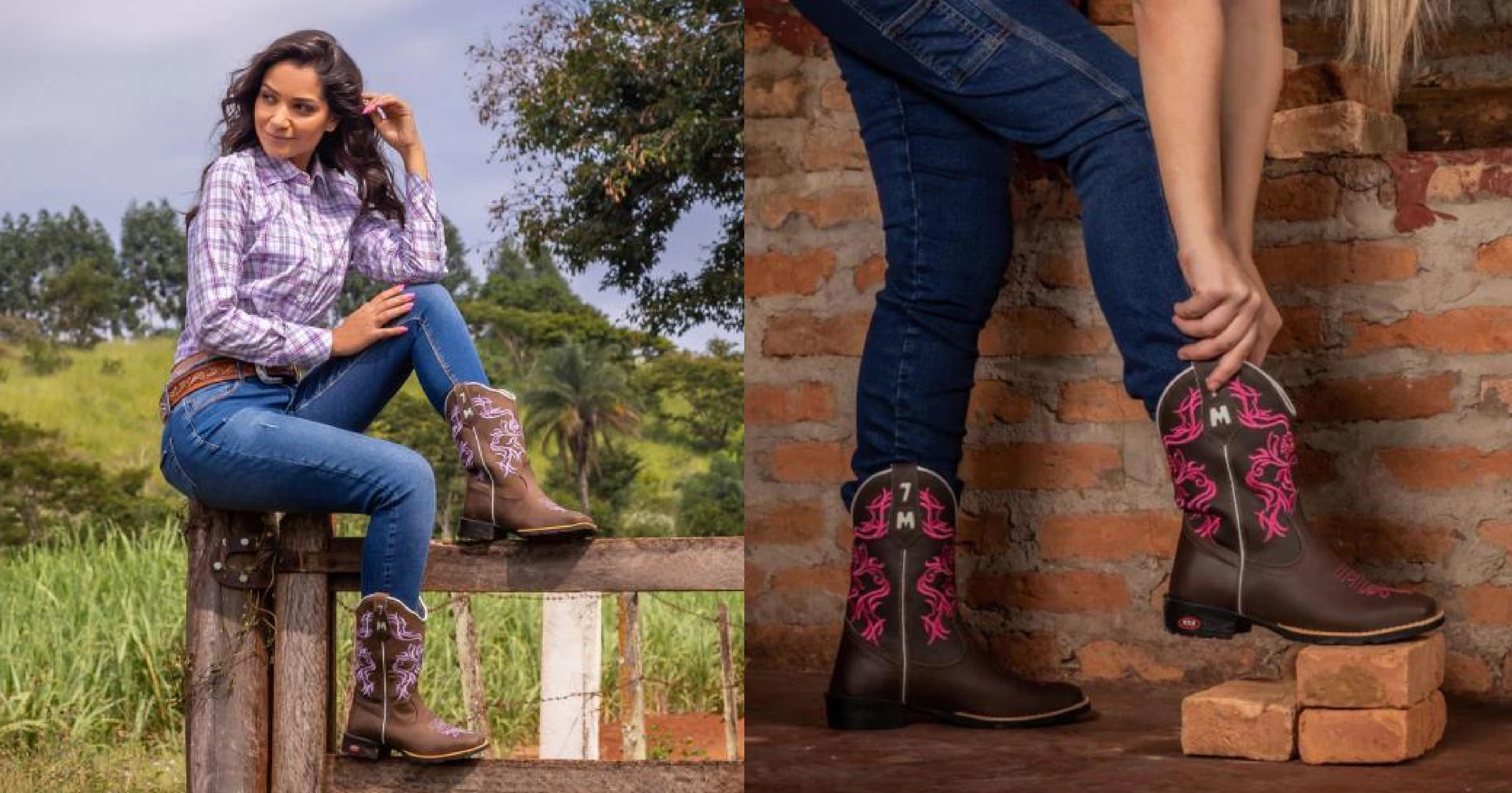 calça jeans flare com bota country