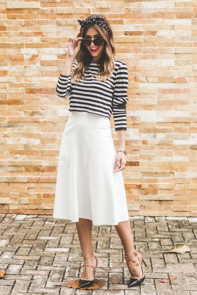 saia branca midi elegante