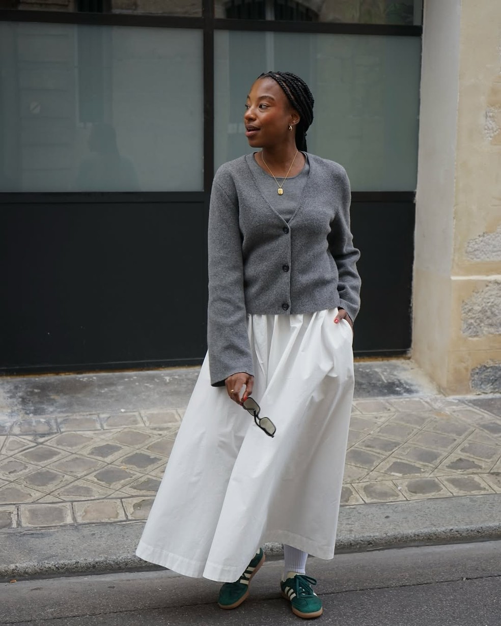 saia branca midi outfit