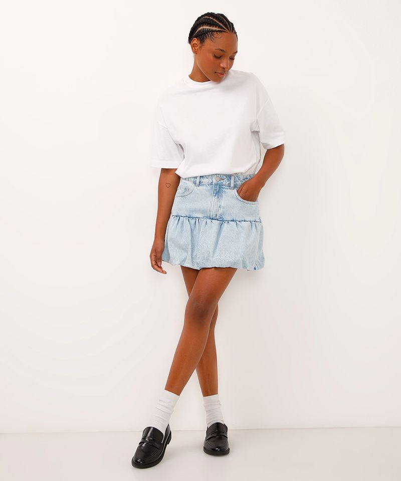 looks saia jeans curta 2026