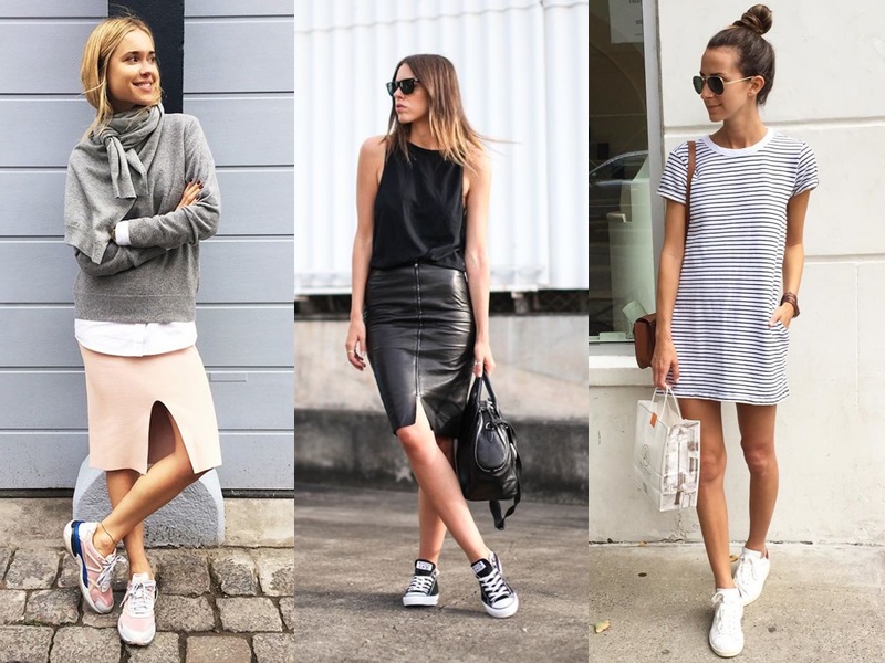 tendências de looks com tênis preto e branco