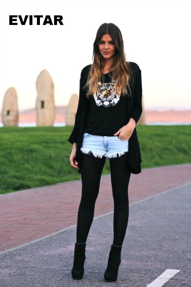 looks com short e meia calça inverno