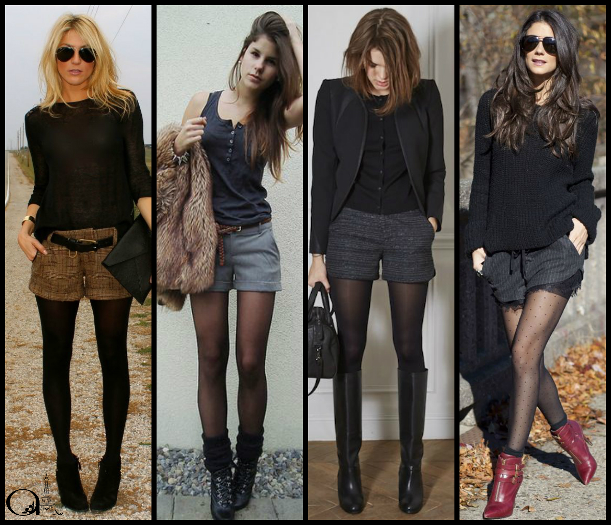 looks com short e meia calça inverno