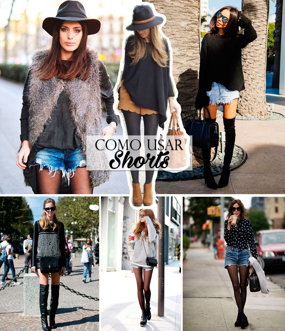 moda inverno com shorts