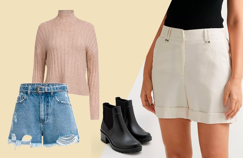 shorts de couro no inverno