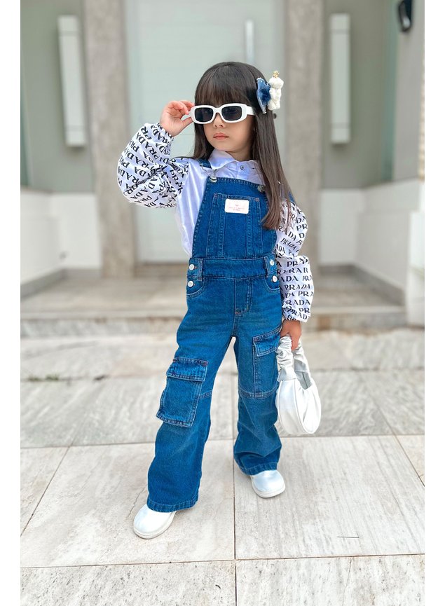 look jardineira jeans infantil menino