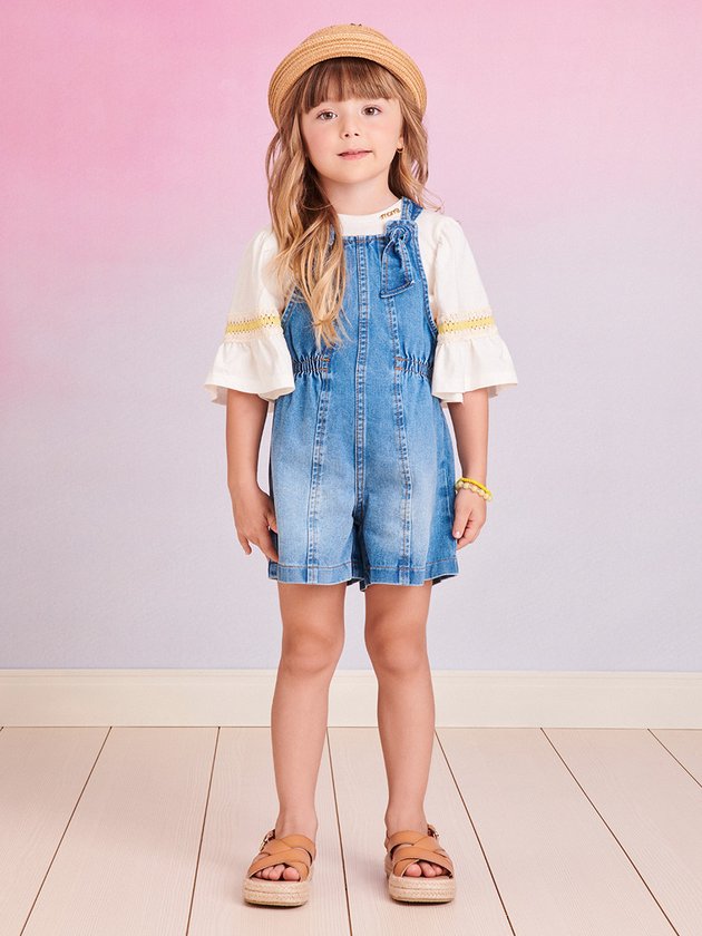 look jardineira jeans infantil menino