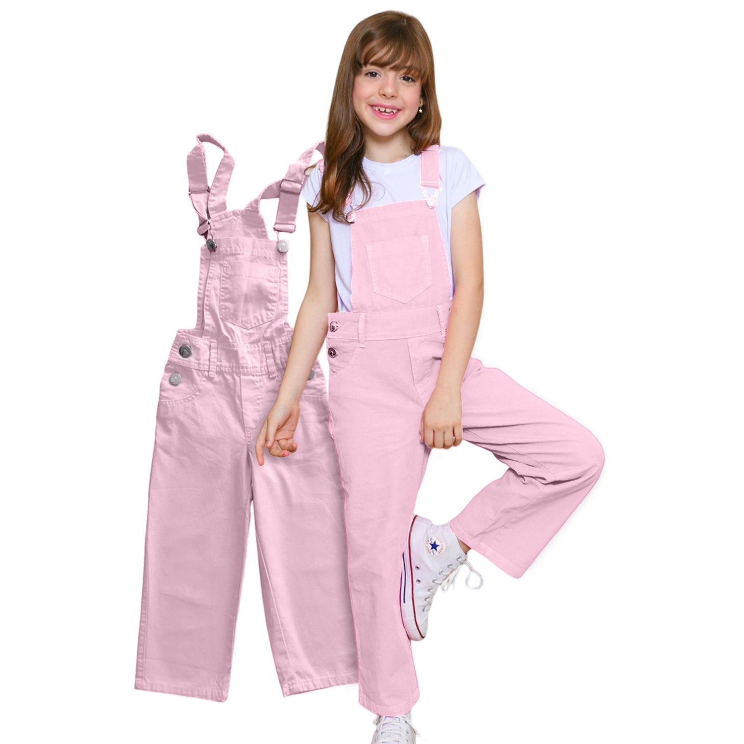 look jardineira jeans infantil menina