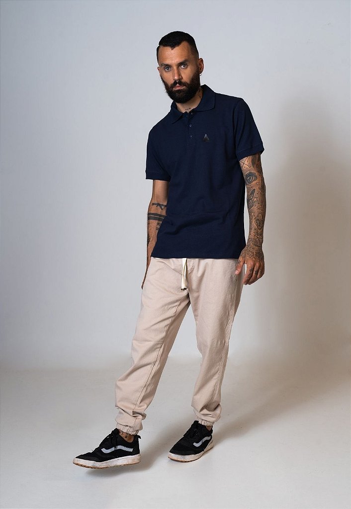 look com calça bege masculina