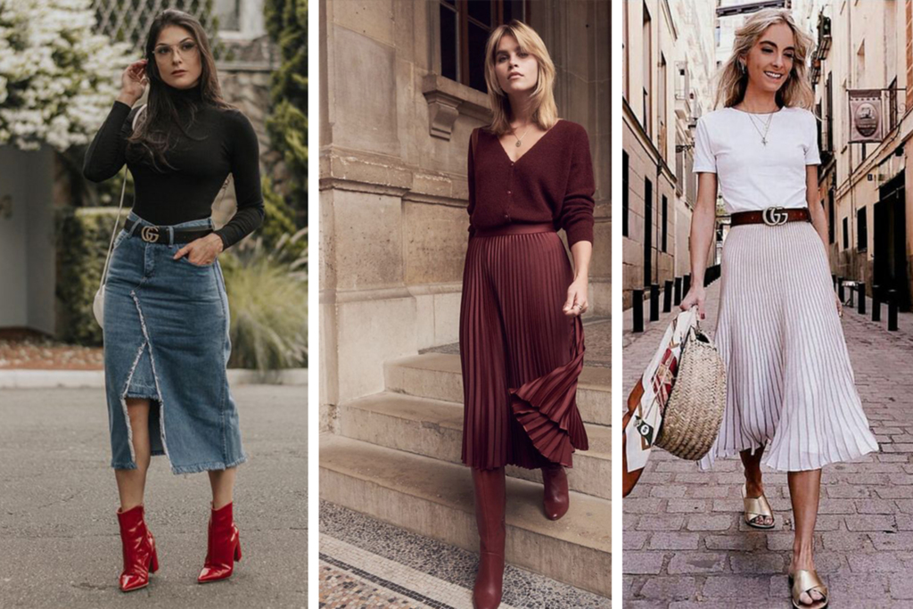 meia calça com saia midi inverno