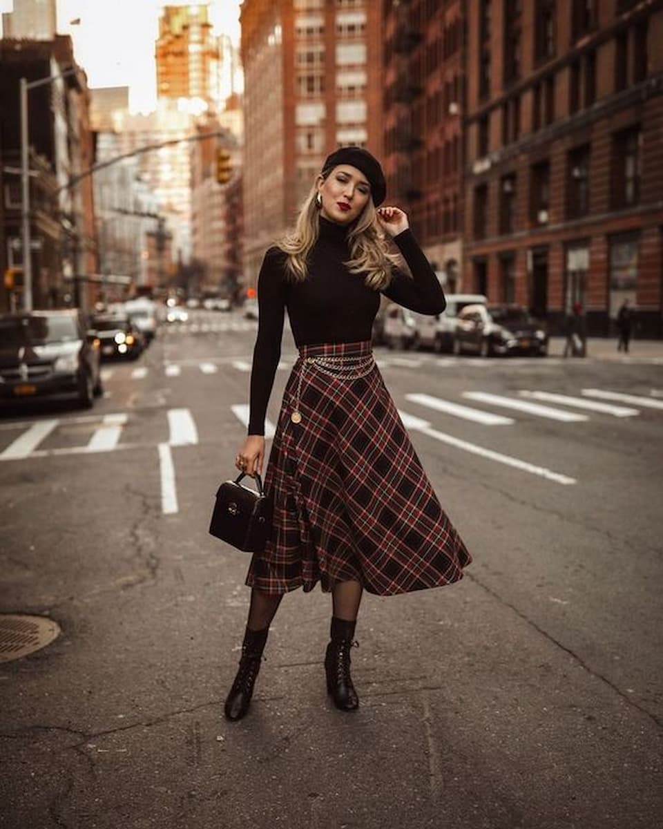 botas com saia midi inverno