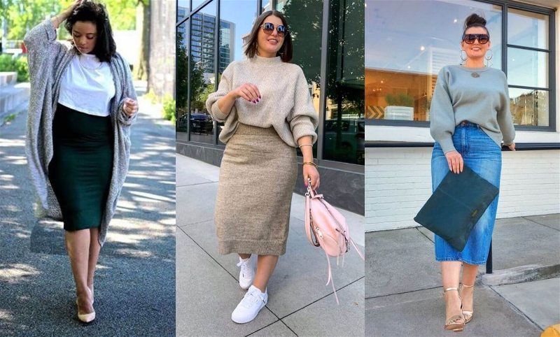 roupas de inverno com saia midi