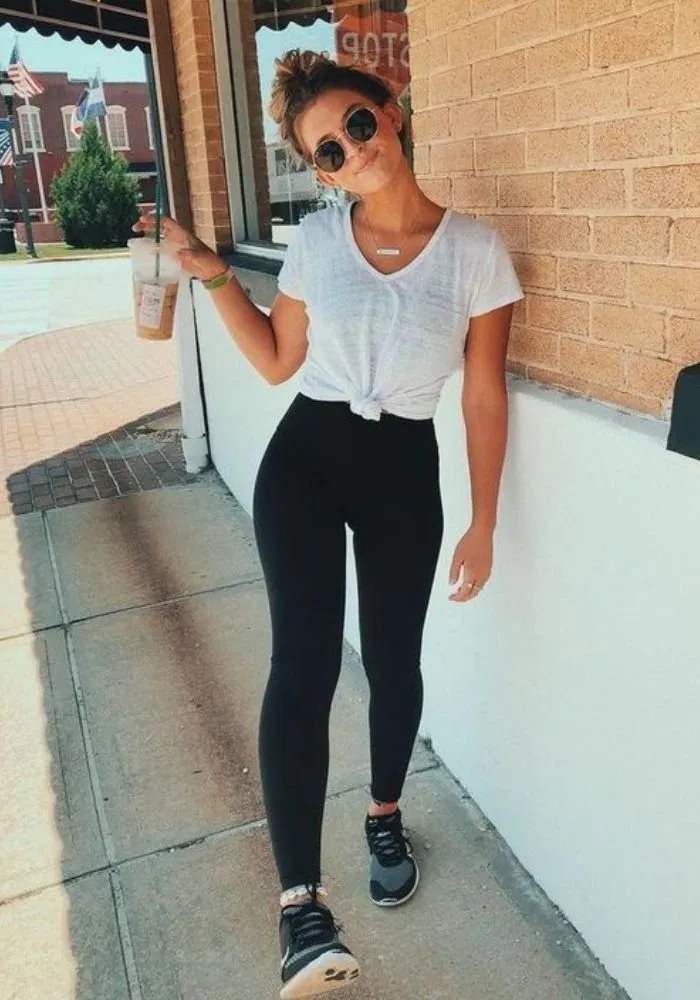 looks com legging preta e tênis