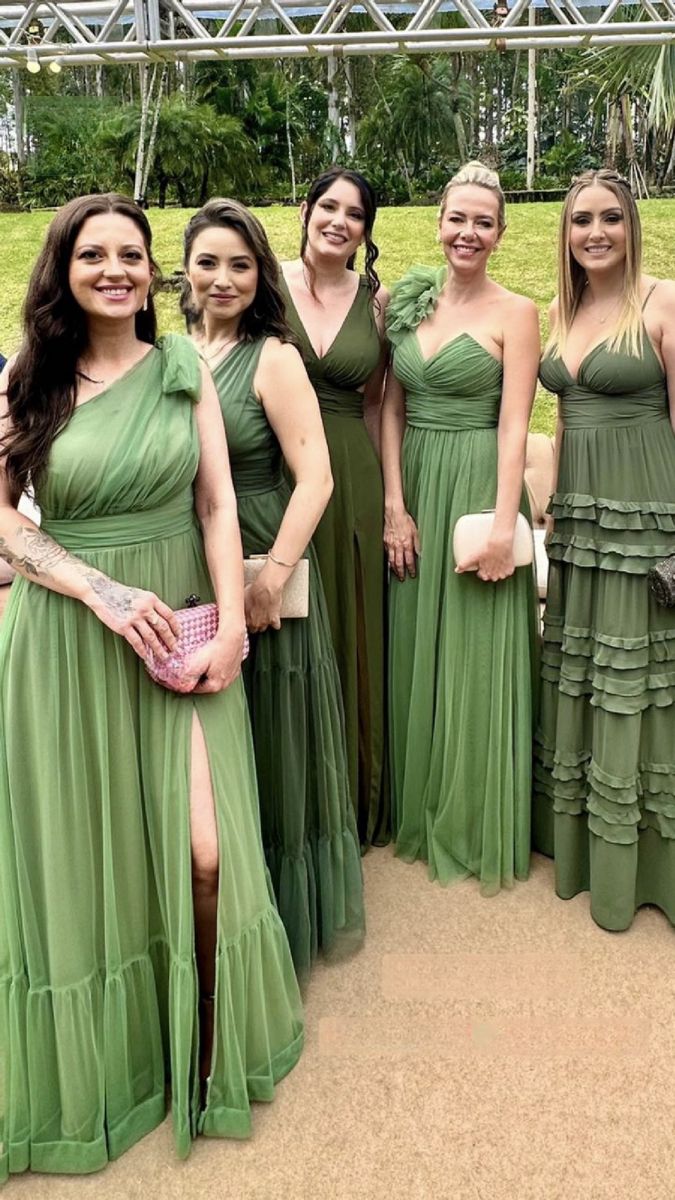 vestido madrinha verde militar