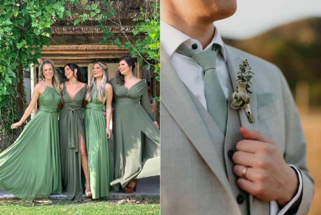 vestido madrinha casamento civil verde oliva