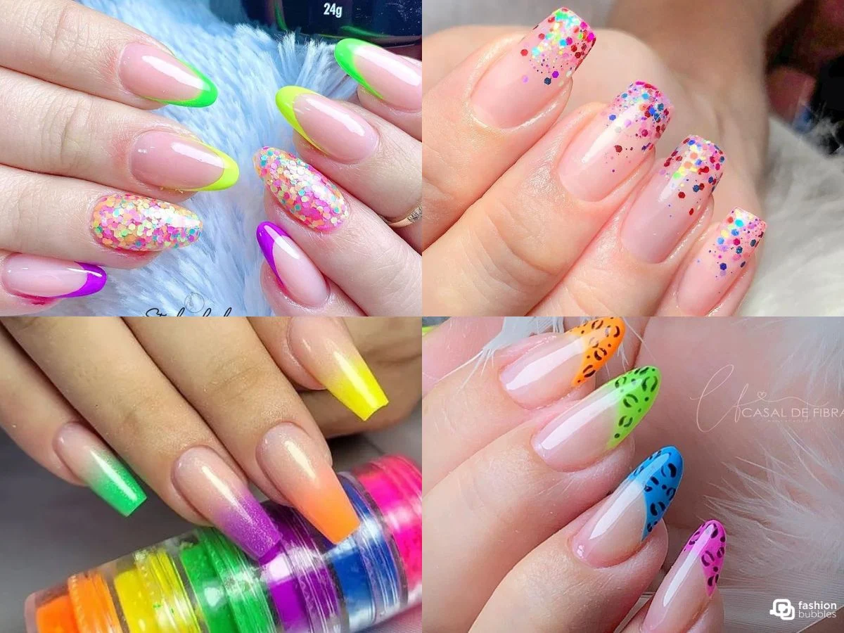 unhas neon carnaval