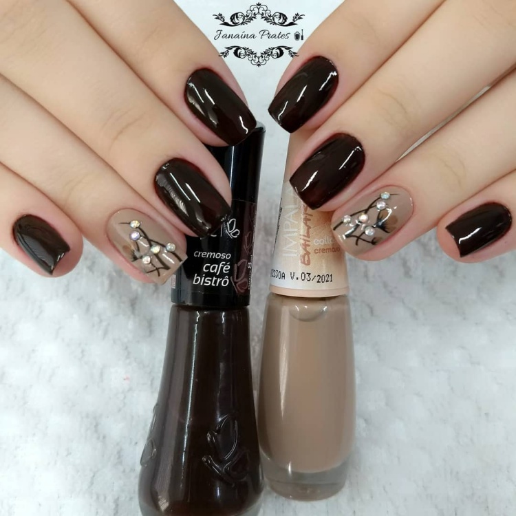 unhas elegantes marrom
