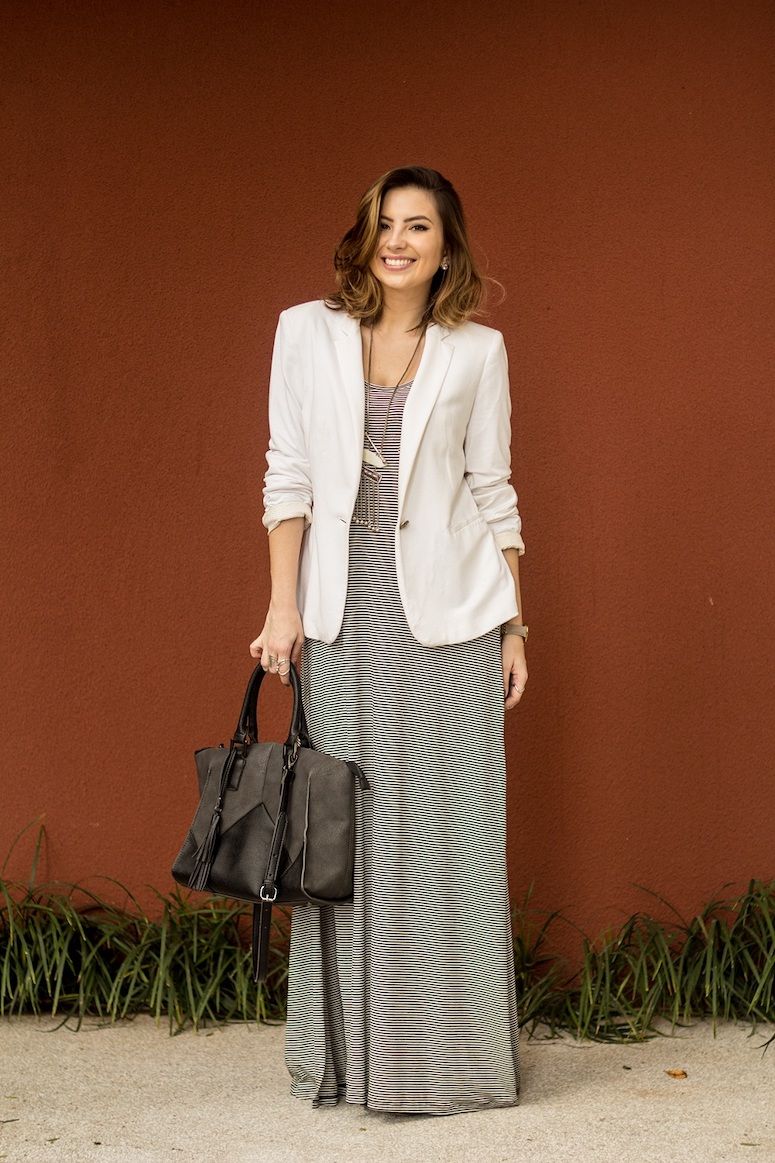 combinações de vestido com blazer