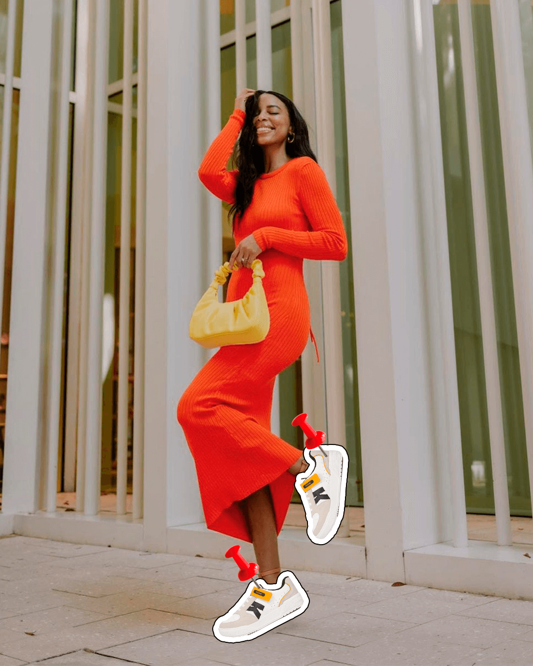 vestido preto com tênis