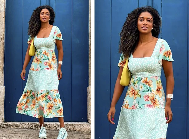 look com vestido e tênis