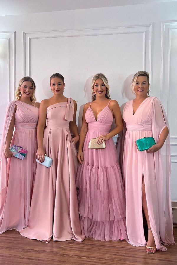 vestido de madrinha rosa claro