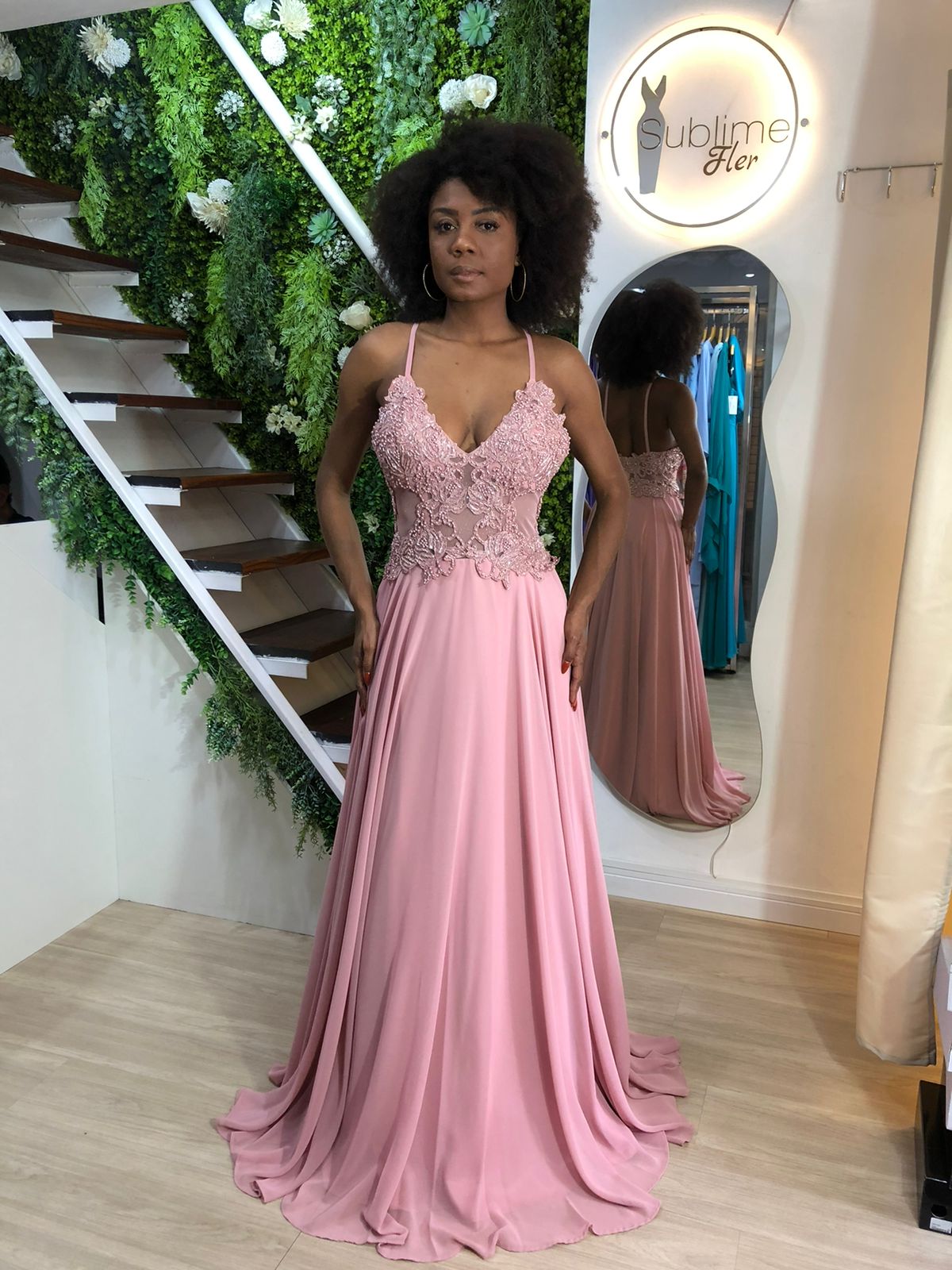 vestido longo rosê para madrinha