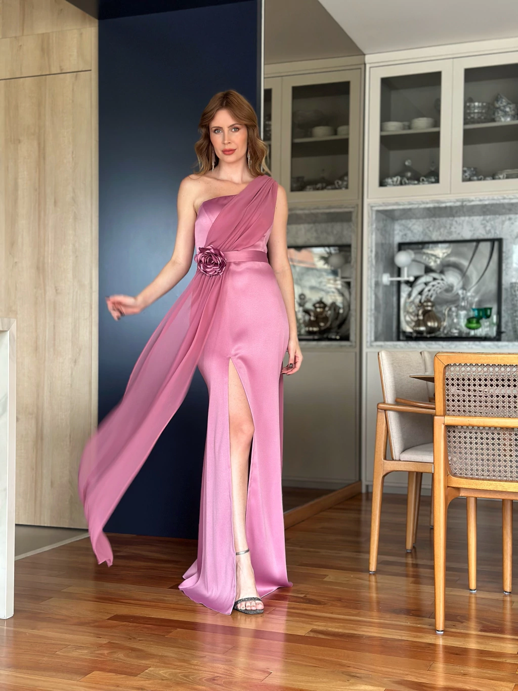 sandália para vestido rosê